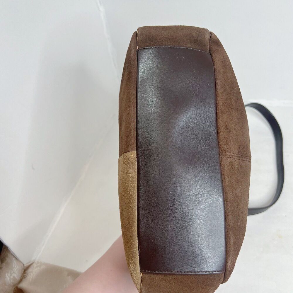 Vintage Sonoma Brown and Tan Suede Patchwork Shoulder Bag Purse - Picture 5 of 9